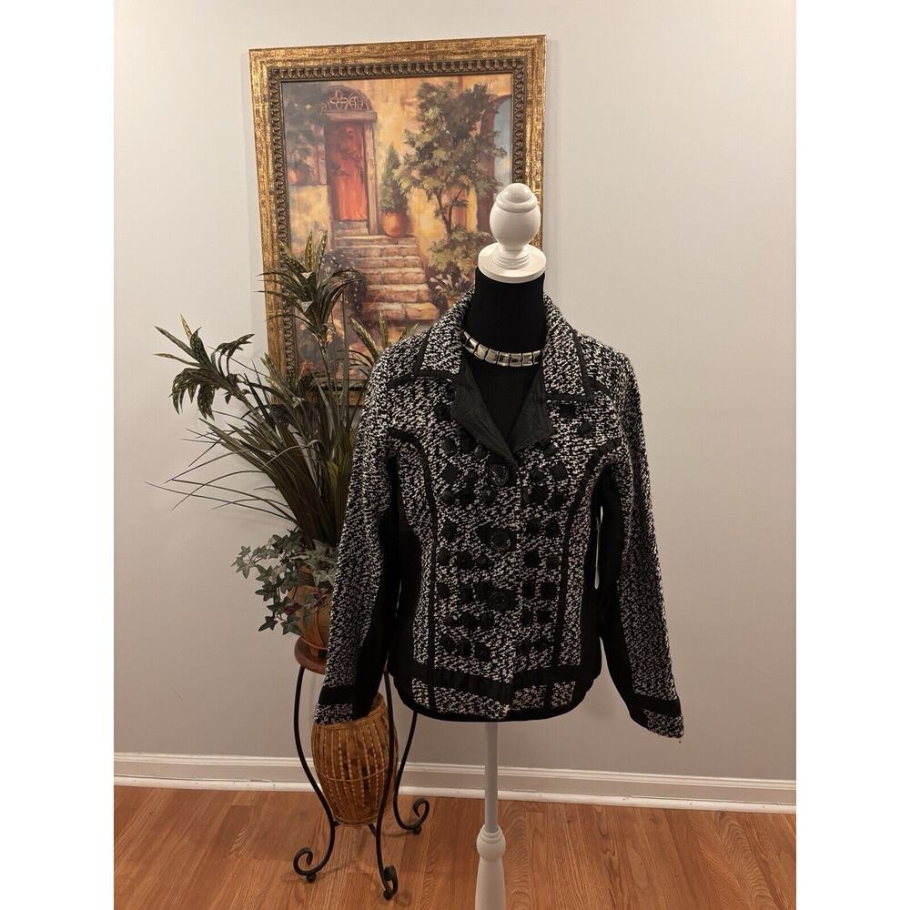 Parsley & Sage Women's Venetian Suit 12 Sequin Embellished Black Long Sleeve